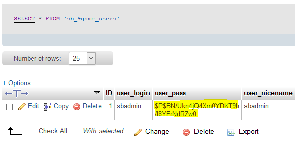 Thay đổi mật khẩu cho user trong phpmyadmin