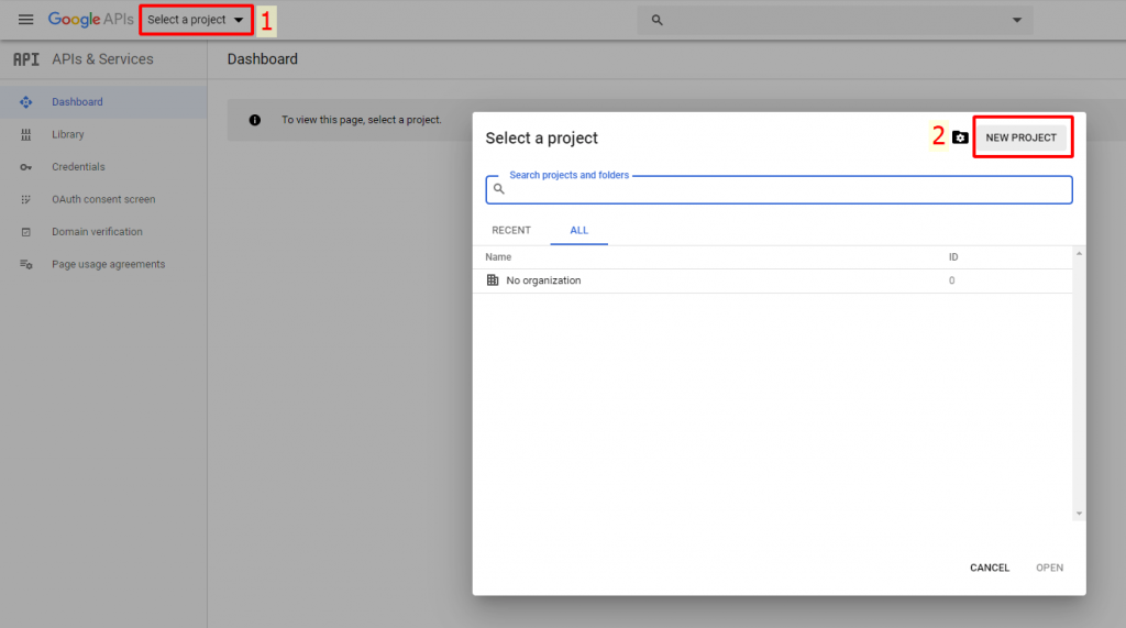 Tạo Project Google API